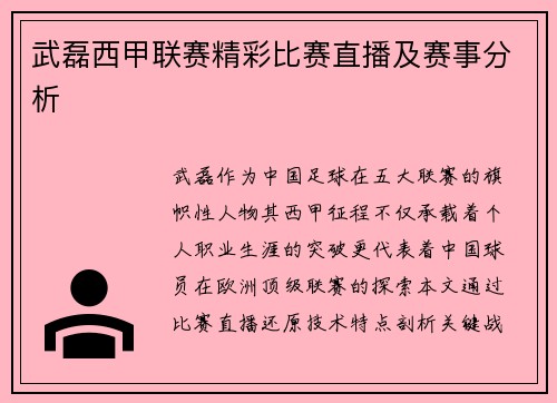 武磊西甲联赛精彩比赛直播及赛事分析